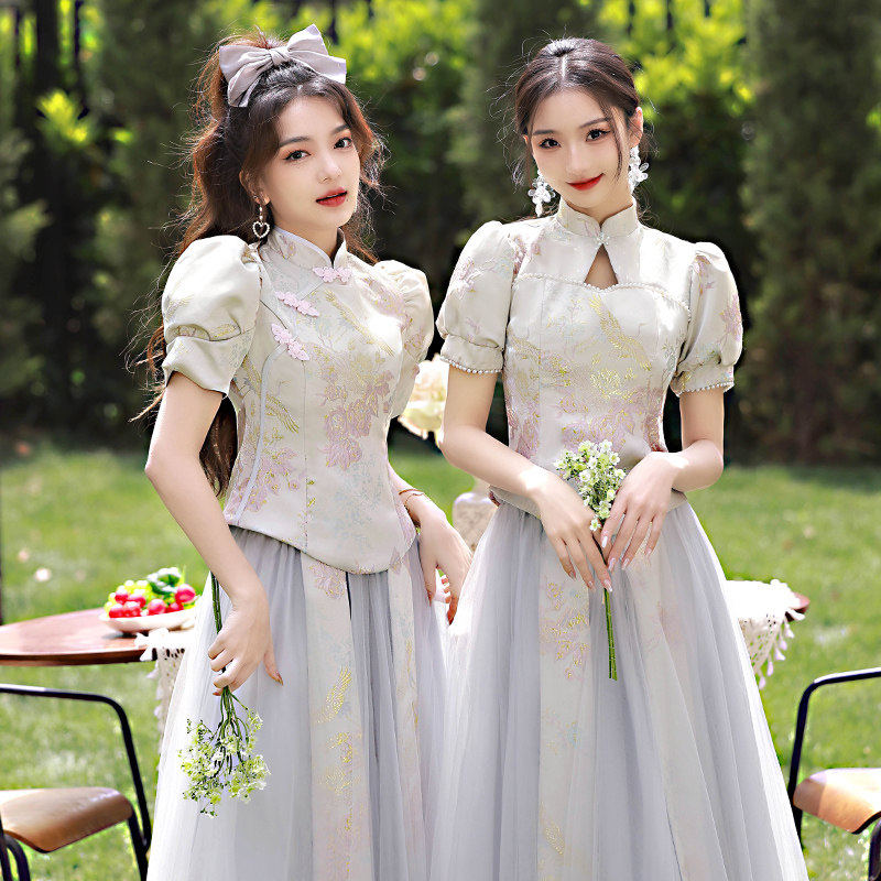 中式伴娘服姐妹团结婚礼服2026新款秀禾旗袍平时可穿复古伴娘裙女