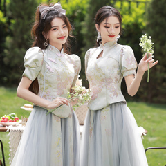 新中式伴娘服2024夏季新款小个子高级感姐妹团伴娘礼服女平时可穿