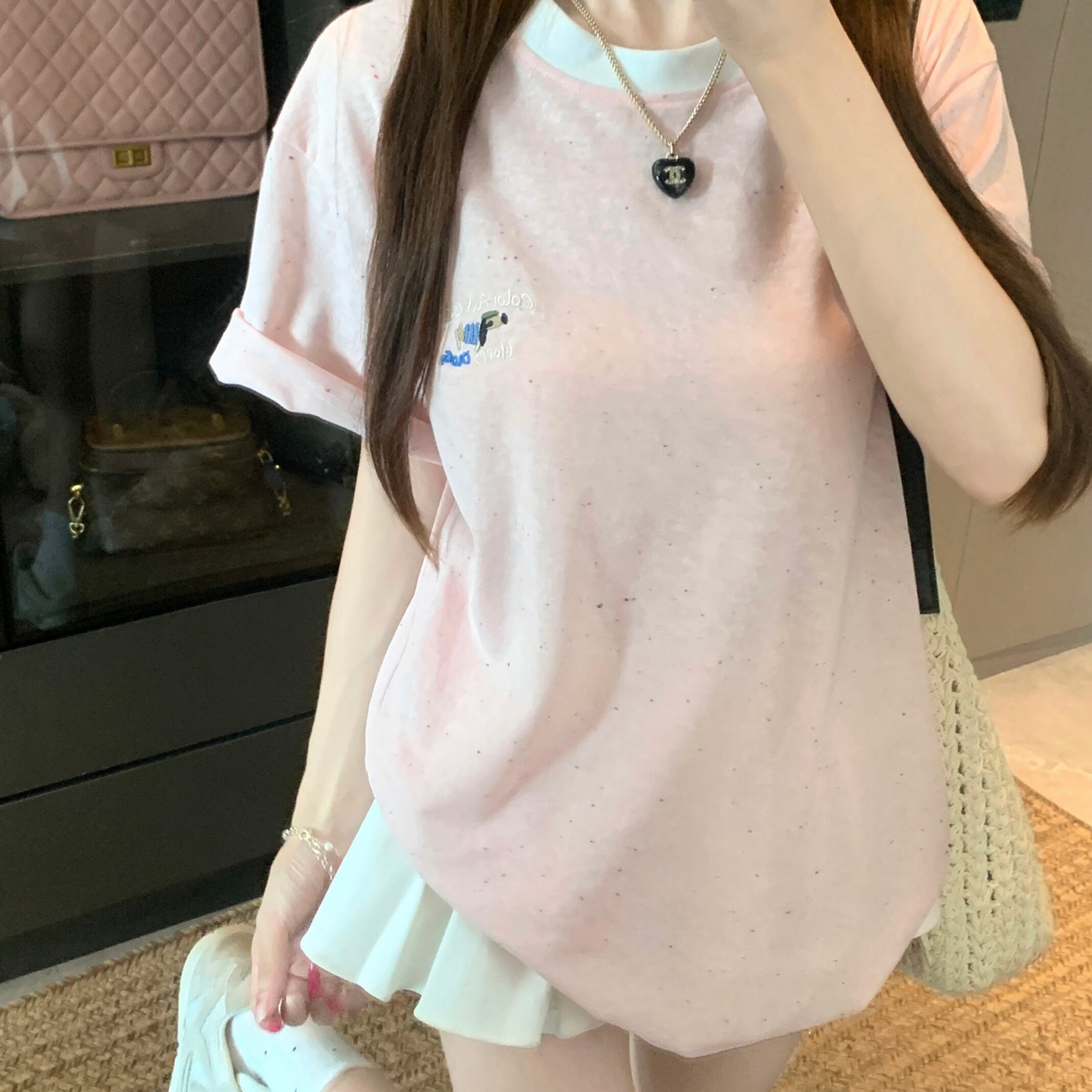 实拍彩点雪花棉短袖t恤夏2026新款刺绣圆领上衣韩版女装