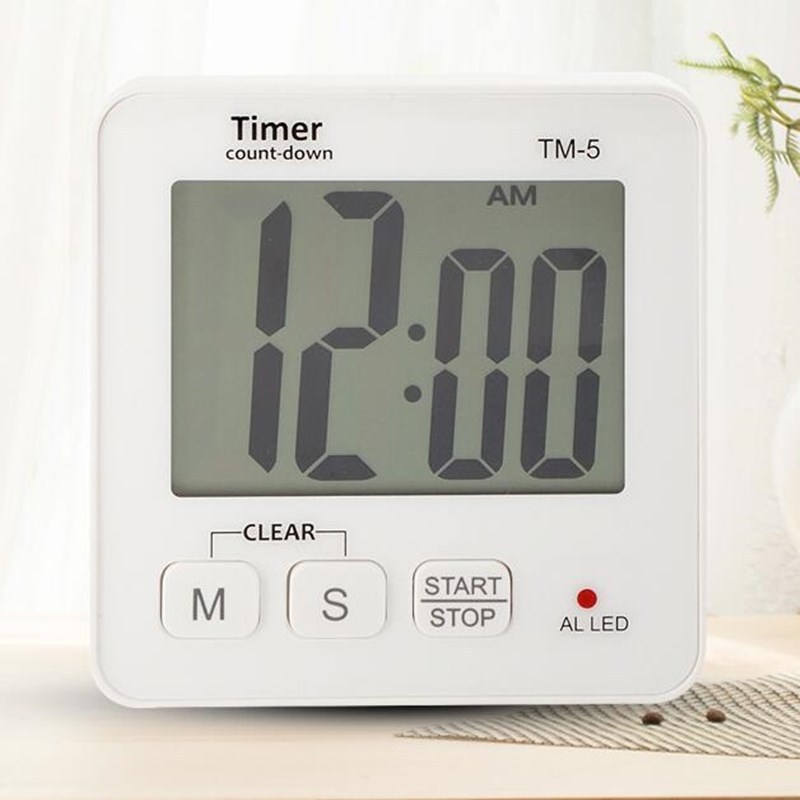LED大屏幕智能电子计时器厨房正倒计时器多功能带时钟计时器TM-5