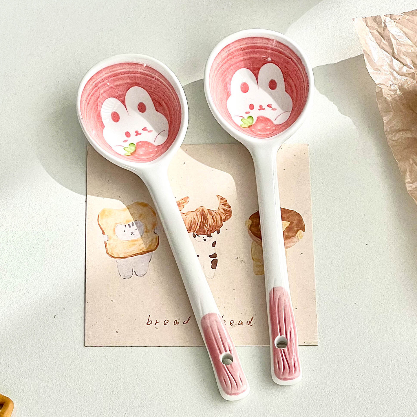 奶油风可爱陶瓷汤勺吃饭勺子家用调羹小勺餐厅饭店商用小号喝汤匙图片