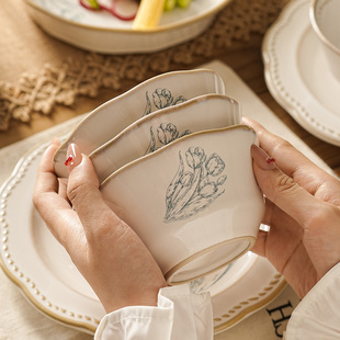 陶瓷特别好看漂亮的饭碗家用高颜值2025新款高级感复古中式风餐具