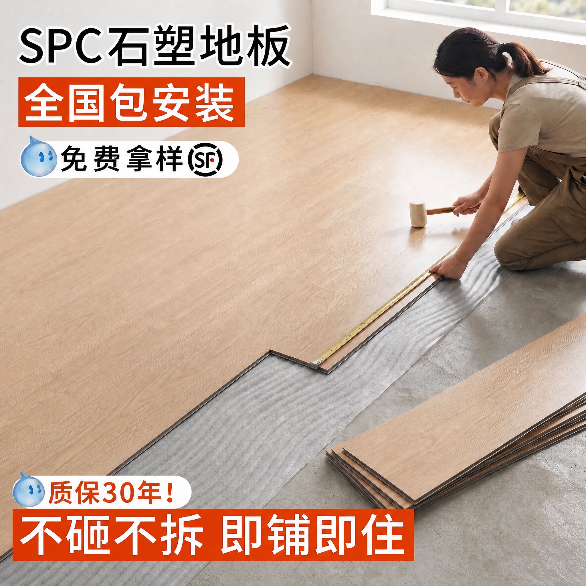SPC石塑地板锁扣卡扣翻新改造图片