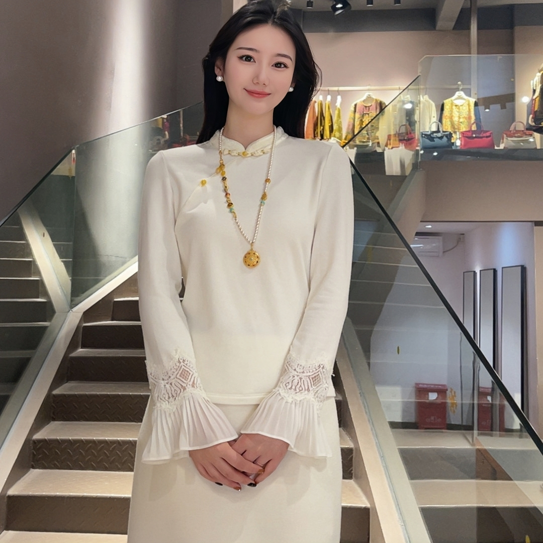 《ELFBOX》时尚复古中国风设计感新中式立领气质提花衬衫6664