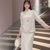 2025年秋冬季 醋酸重工刺绣百搭立领女衬衣7258