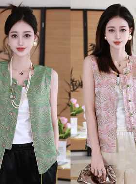 时尚百搭显瘦日常气质新中式中国风双面双穿马甲2306