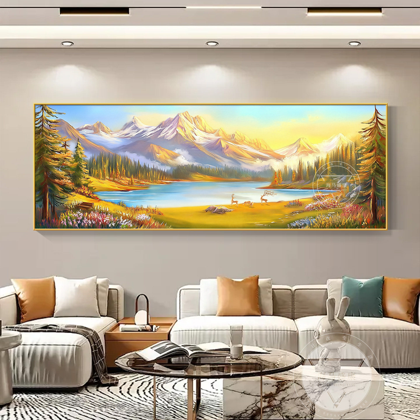 聚宝盆山水风景高级感客厅装饰画