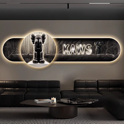 轻奢KAWS暴力熊led灯客厅装饰画