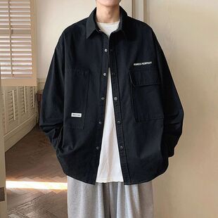 男士 衬衫 潮牌痞帅宽松休闲上衣服K645 长袖 BLACBUK美式