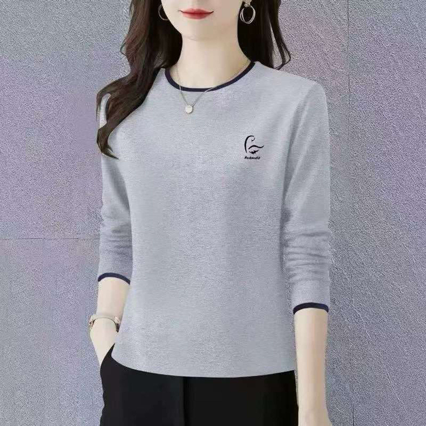 铂瑾精选女装2026秋冬季新款女士纯棉长袖打底衫百搭洋气正肩Ta2
