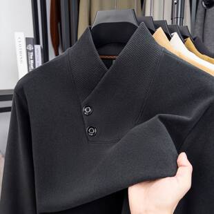*点击率男装围巾领德绒两粒扣加厚长袖男潮流卫衣亲肤保暖打底衫