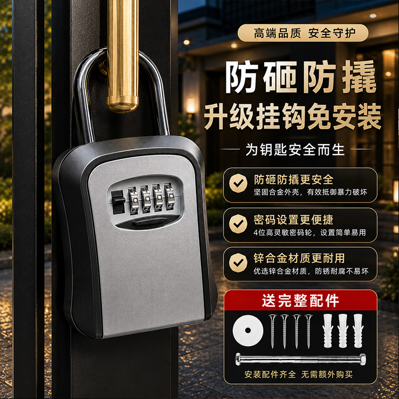 挂式密码钥匙盒临时装修免打孔图片