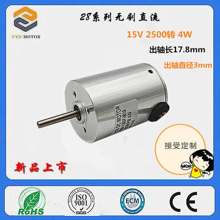 厂家直销28系列无刷直流电机FXD28BL38S04-125DF-001A15V2500转4W