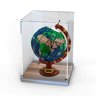 木质透明展示盒适用乐高21332地球仪积木亚克力防尘罩模型收纳盒