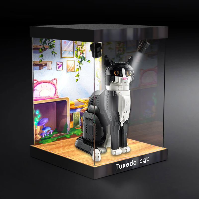 适用乐高IDEAS系列21349燕尾服猫模型合金边框收纳盒亚克力展示盒