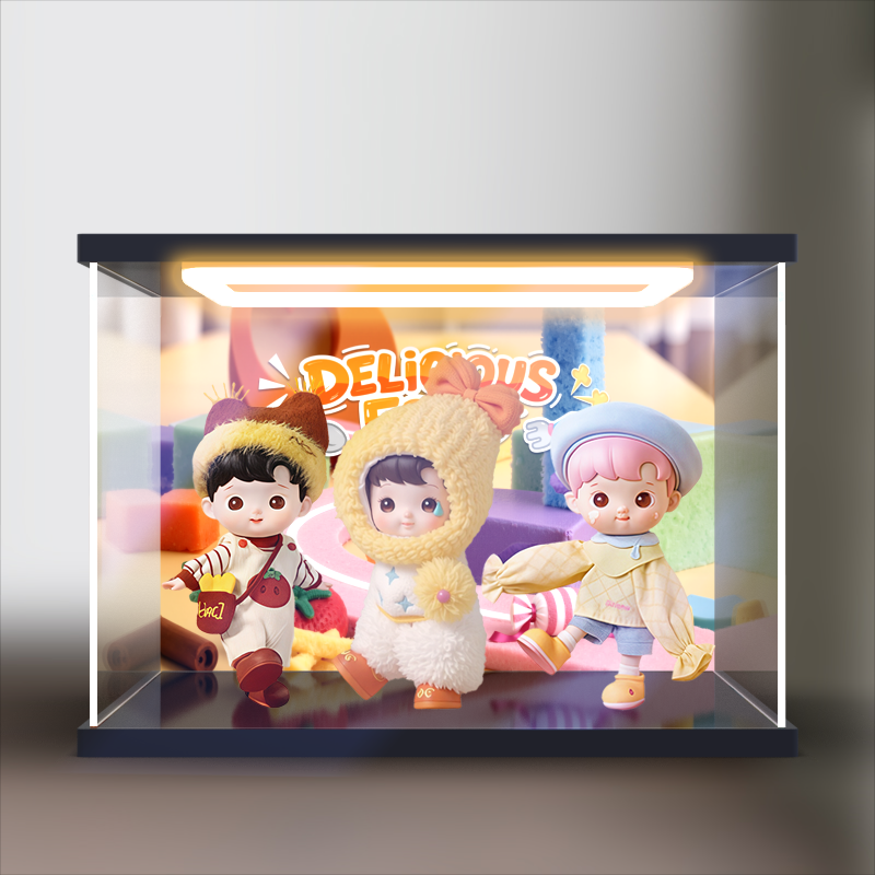 适用泡泡玛特HACIPUPU小馋包系列可动人偶手办防尘罩回型灯收纳盒