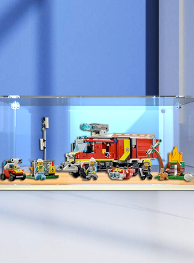 亚克力展示盒适用乐高60374 消防指挥车积木模型透明一体式收纳盒