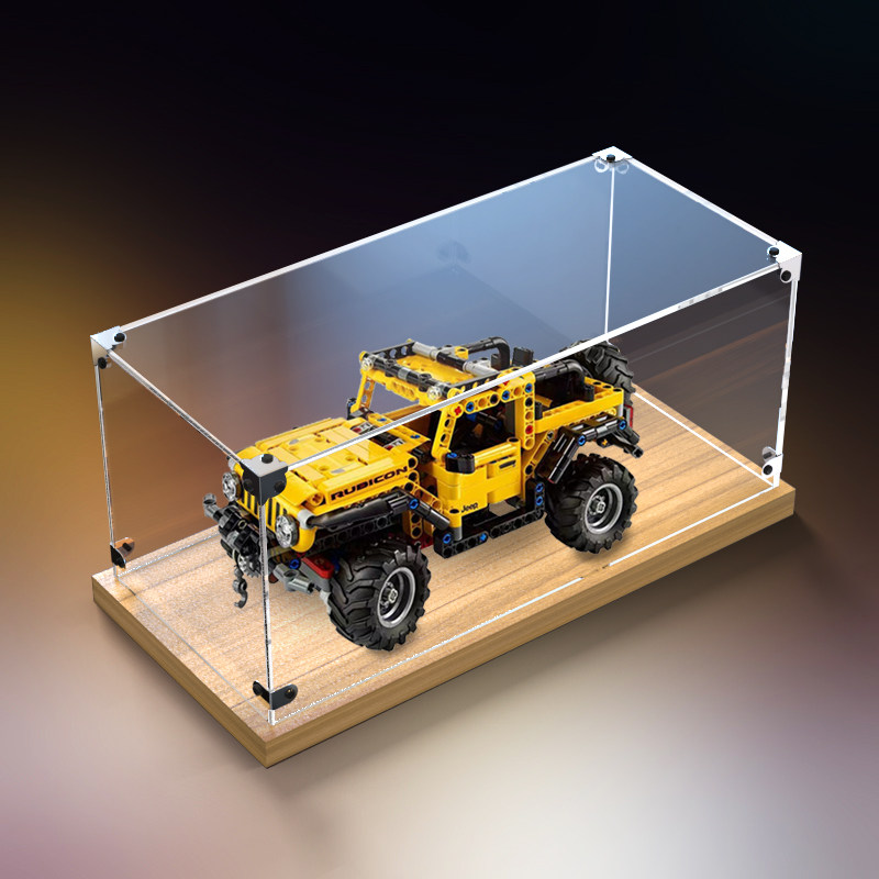 亚克力展示盒适用乐高42122jeep wrangler吉普模型木质底座收纳盒