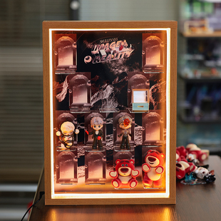 适用适用泡泡玛特SKULLPANDA漫相集盲盒SP12代系列场景相框收纳盒