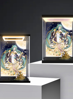 适用FNEX 初音未来 中秋之夜 模型手办防尘亚克力灯光收纳盒