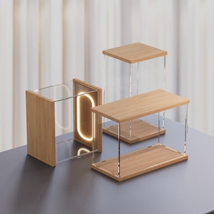 适用 乐高 手办泡泡玛特盲盒可开门带灯光防尘罩亚克力高清收纳盒