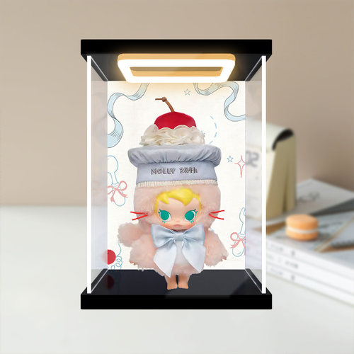 贝格宝适用泡泡玛特Baby Molly20周年搪胶毛绒吊卡回灯收纳盒