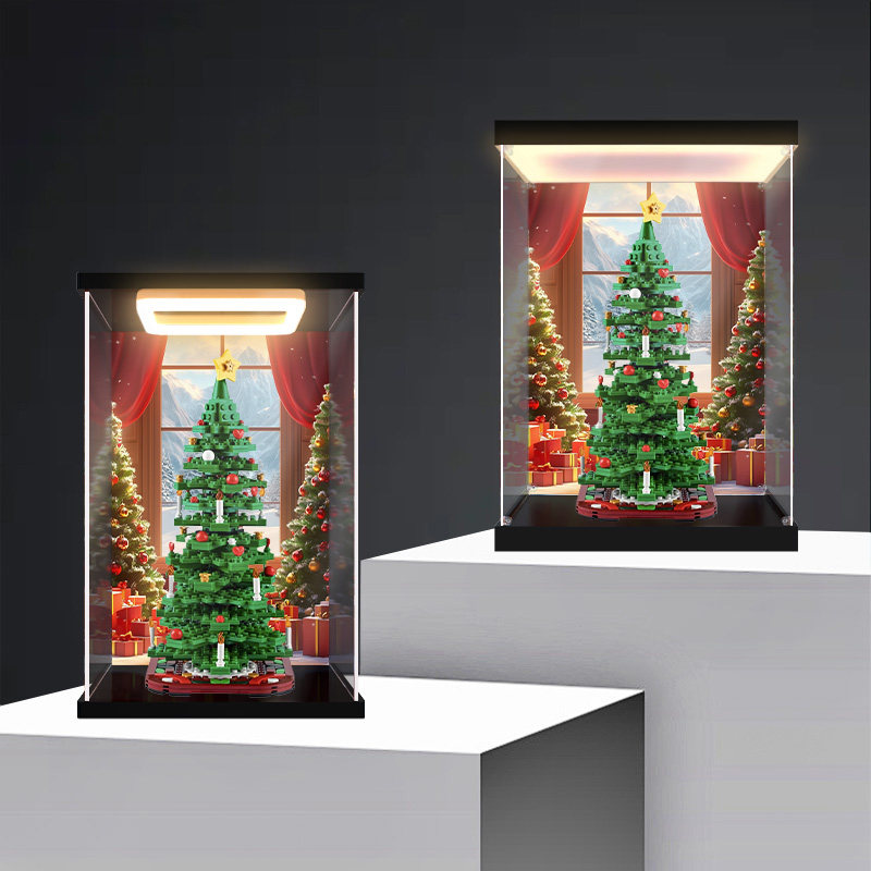 贝格宝适用40573圣诞树氛围积木模型拼装玩具亚克力灯光收纳盒,收纳整理,手办收纳盒,淘宝优惠券,粉丝福利购,淘宝优惠卷