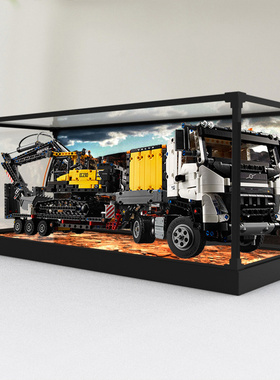 适用42175 沃尔沃卡车和绿色动力挖掘机模型罩防尘柜亚克力收纳盒