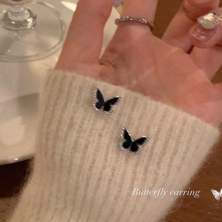 简约黑色蝴蝶耳钉女ins潮小众高级感无耳洞耳夹百搭轻奢网红耳环,饰品/流行首饰/时尚饰品新,耳钉,淘宝优惠券,粉丝福利购,淘宝优惠卷