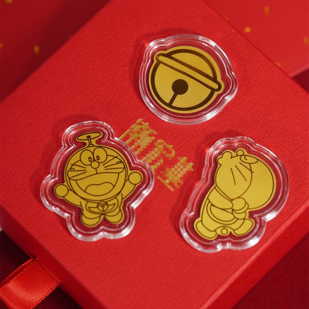 龙年卡通哆啦A梦999足金手机贴叮当猫金片创意挂饰新年饰品随手礼,3C数码配件,手机贴纸,淘宝优惠券,粉丝福利购,淘宝优惠卷
