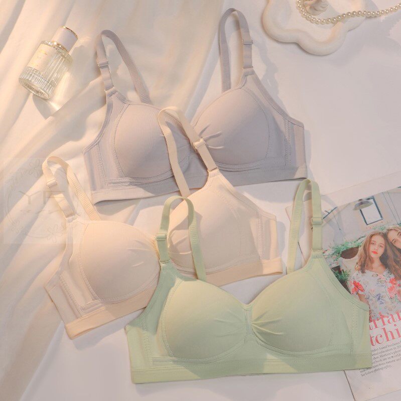 无痕内衣女薄款纯棉小胸聚拢大学生无钢圈防下垂收副乳少女文胸罩