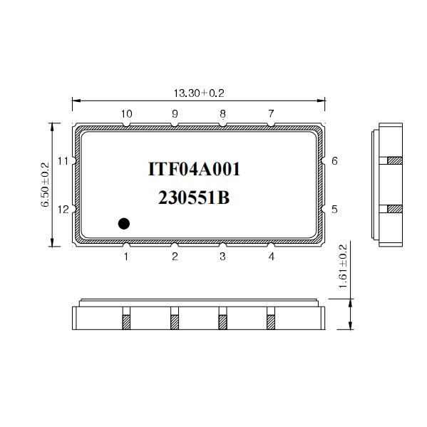ITF 带通滤波器 230551B 75MHZ 中频声表74.4-75.6MHZ 13.3x6.5m