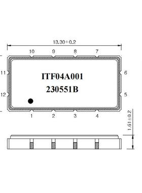 ITF 带通滤波器 230551B 75MHZ 中频声表74.4-75.6MHZ 13.3x6.5m