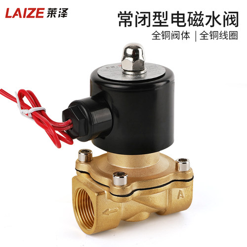 莱泽常闭全铜电磁水阀气阀2分3分4分6分1寸开关阀线圈AC220/DC24V
