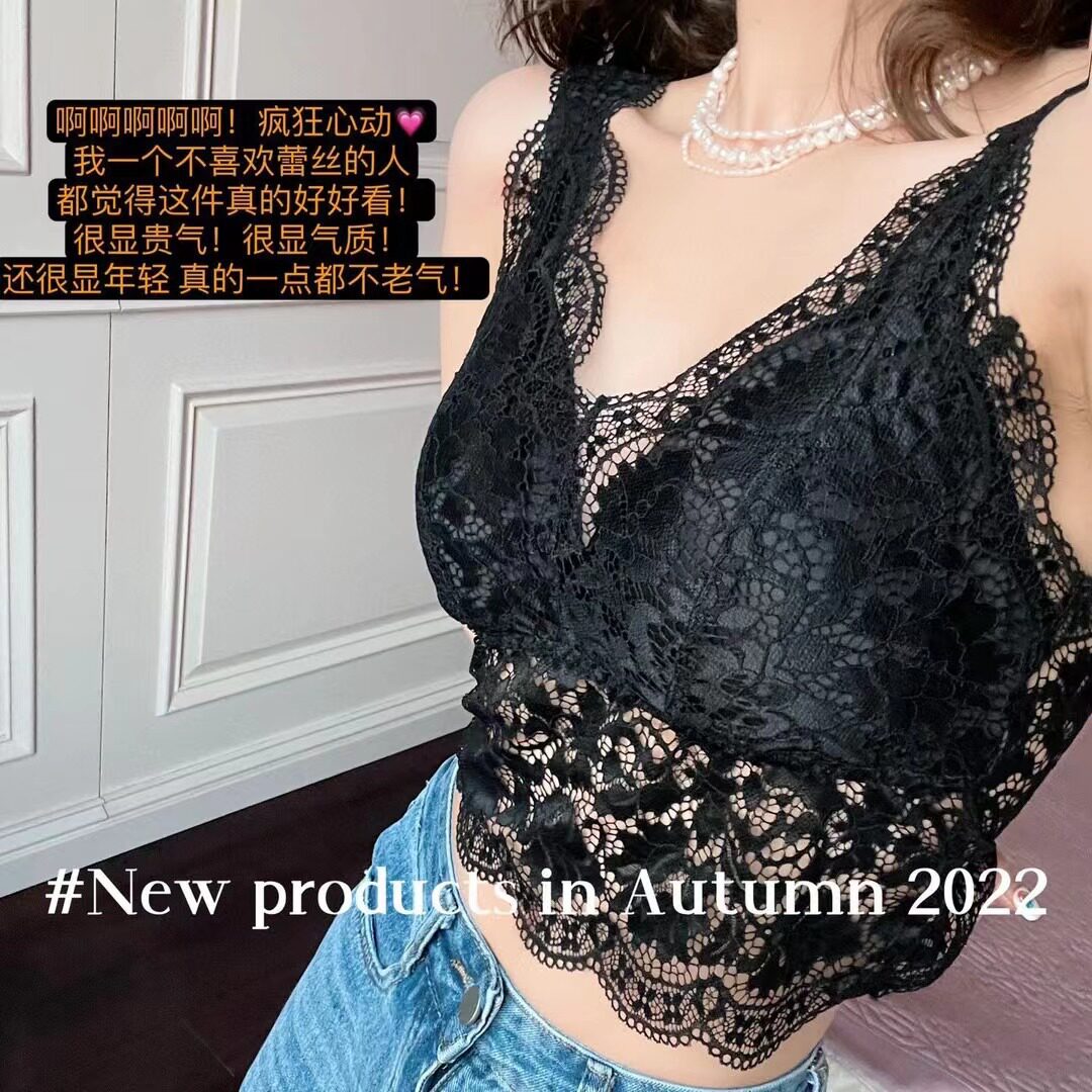 60性感蕾丝V型冰丝美背背