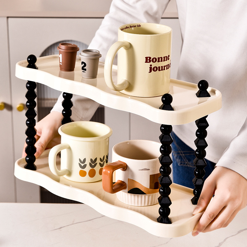 桌面整理多层置物架奶油风化妆品护肤品展示架子水杯马克杯收纳架