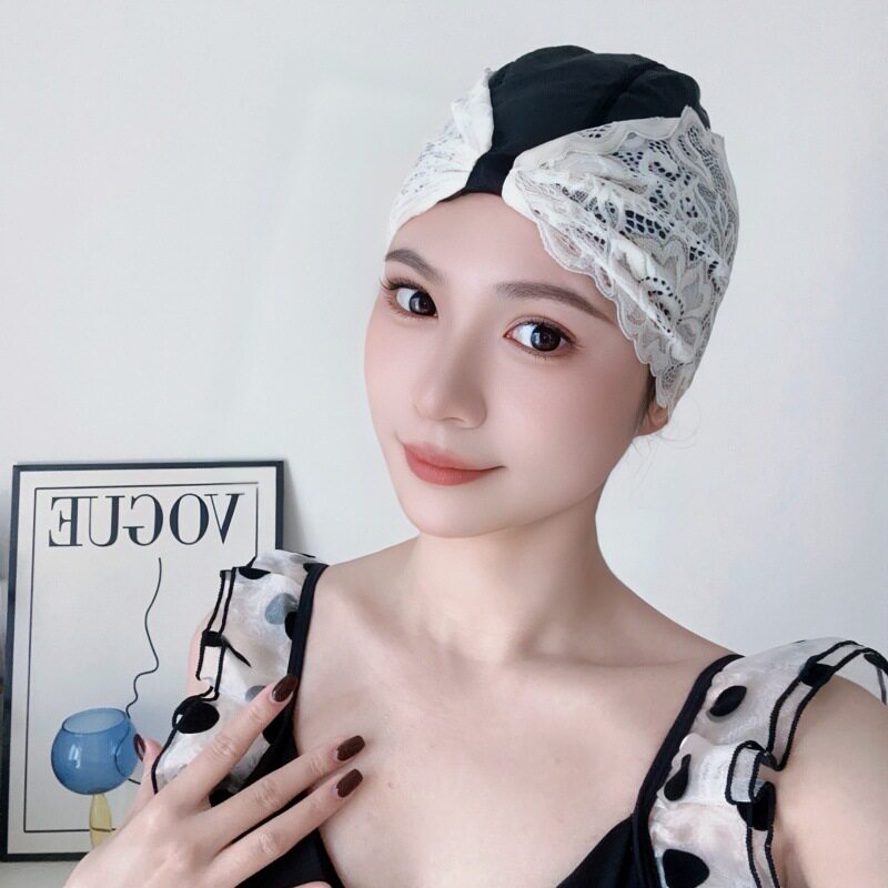 成人蕾丝PU纯色泳帽男女