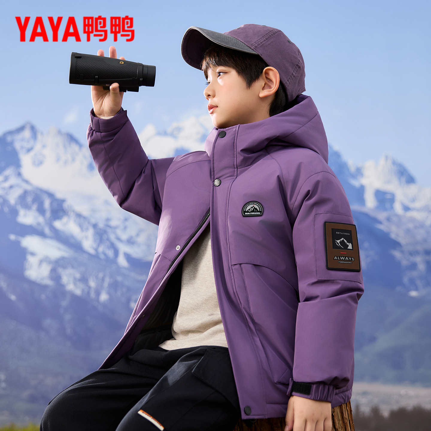 鸭鸭童装儿童羽绒服男童女童2025冬季新款中大童百搭连帽外套冬装