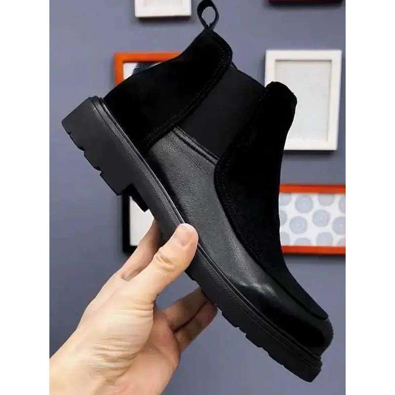 水之元甄选男士高颜值黑色鞋子高筒时尚舒适保暖厚底男款马丁靴