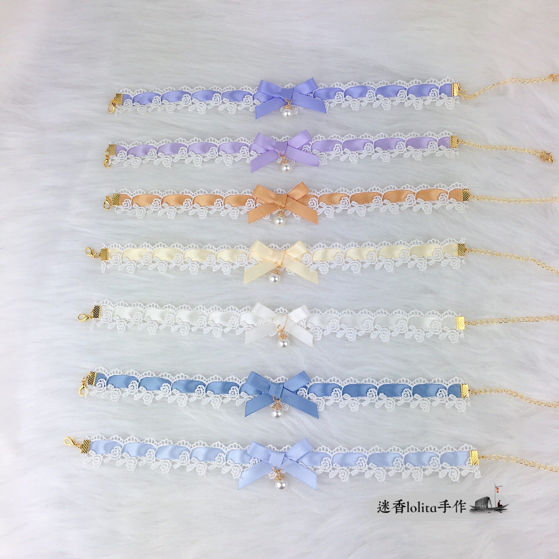 lolita洛丽塔日常百搭可爱少女蕾丝蝴蝶结项链颈链锁骨锁骨链小物