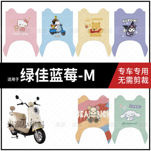 适用于【绿佳蓝莓M脚垫】电动车脚踩垫电瓶脚踏垫踏板皮防水配件