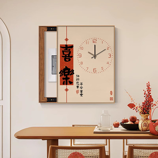 电表箱装饰画2025竖款寓意文字钟表配电箱遮挡挂画电闸箱壁画