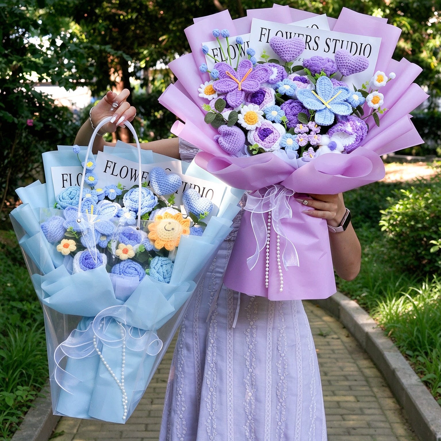 手工编织针织向日葵毛线玫瑰郁金香花束送女闺蜜妈妈高级生日礼物