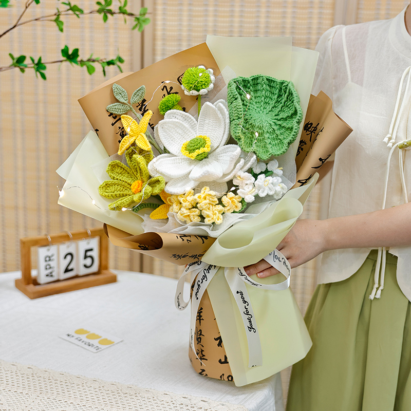 創意手工編荷花花束織