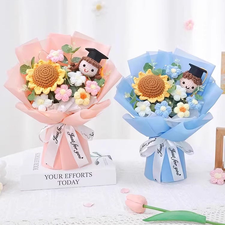 成品毕业花束男女博士玩偶毛线花