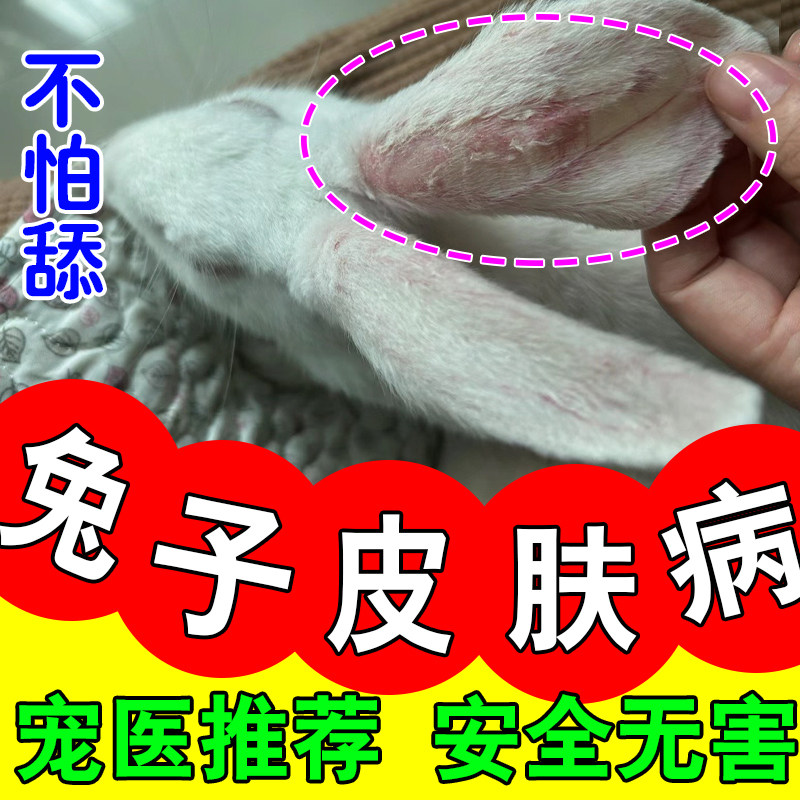 兔子皮肤病兔癣真菌感染皮炎脱毛烂脚掉毛红肿溃烂除虱螨外用喷剂