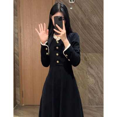 法式复古灯芯绒修身气质连衣裙女