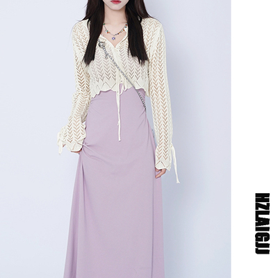 法式甜美小众紫色吊带裙