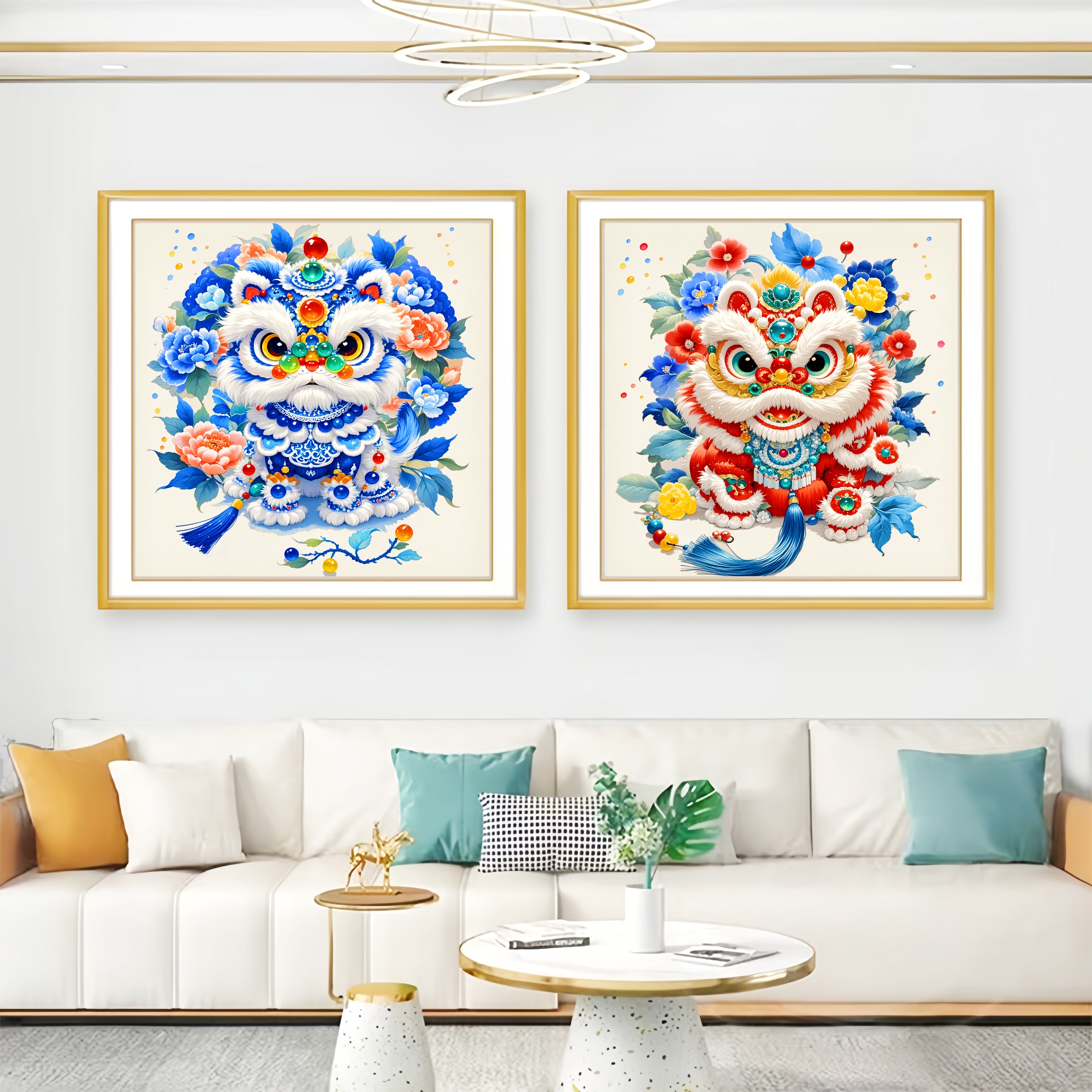 醒狮2025新款非满绣古娟布手工刺绣客厅卧室玄关满绣简单自己绣