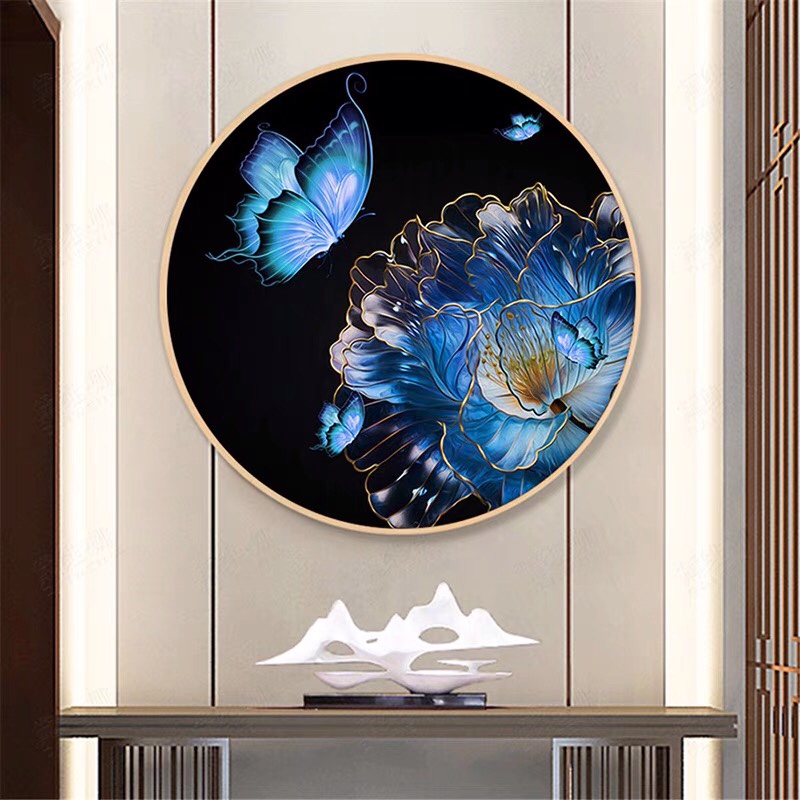 蓝色爱恋十字绣客厅线绣蝴蝶牡丹花自己绣手工满绣卧室主播同款